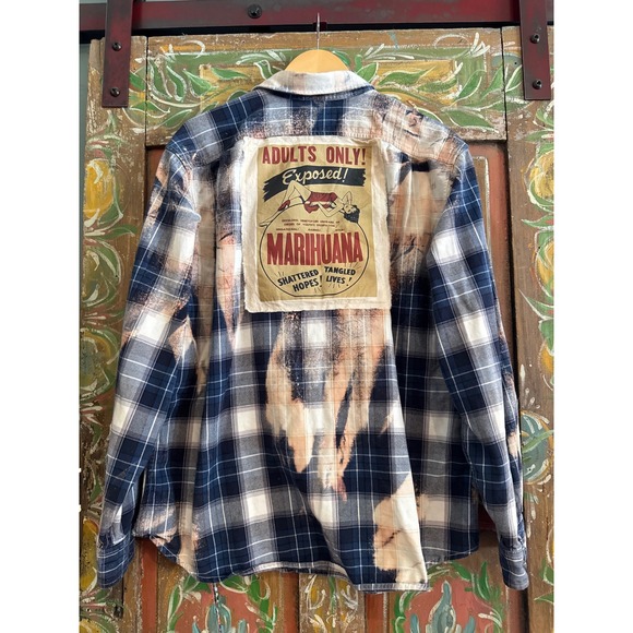 Eddie Bauer Tops - Upcycled/Reworked Flannel Shirt| "Adults Only!" Vintage Patchwork| Grunge| XL